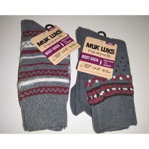 Muk Luks lot of 2 gray Boot Socks Tall or Slouched New Women's